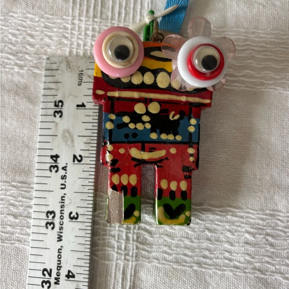 Colorful Robot necklace/deocr/Keychain with Googly Eyes